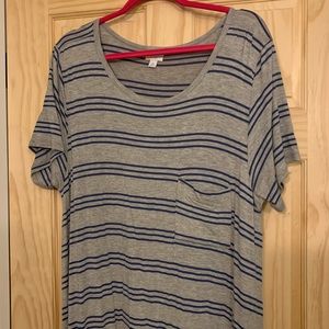 LulaRoe Carly XL gray with blue pinstripe